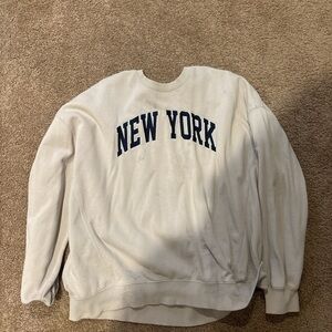 Garage Cream Crewneck Sweater with New York Print